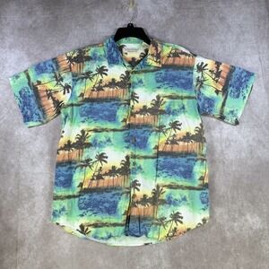 Island Republic Shirt Men Large Multi Color AOP Palm Trees Water Vacation Beach